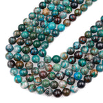 Natural Chrysocolla Azurite Beads 5mm 6mm 7mm 8mm Round Real Natural Blue Green Chrysocolla Gemstone From Arizona 15.5" Strand