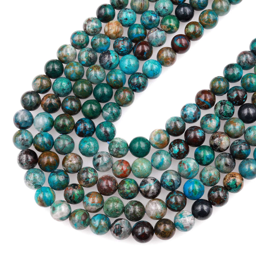 Natural Chrysocolla Azurite Beads 5mm 6mm 7mm 8mm Round Real Natural Blue Green Chrysocolla Gemstone From Arizona 15.5" Strand