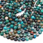 Natural Chrysocolla Azurite Beads 5mm 6mm 7mm 8mm Round Real Natural Blue Green Chrysocolla Gemstone From Arizona 15.5" Strand