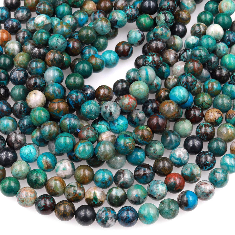 Natural Chrysocolla Azurite Beads 5mm 6mm 7mm 8mm Round Real Natural Blue Green Chrysocolla Gemstone From Arizona 15.5" Strand