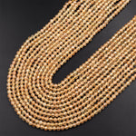 Rare Faceted Natural Golden Apatite 4mm Round Beads 15.5" Strand