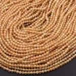 Rare Faceted Natural Golden Apatite 4mm Round Beads 15.5" Strand