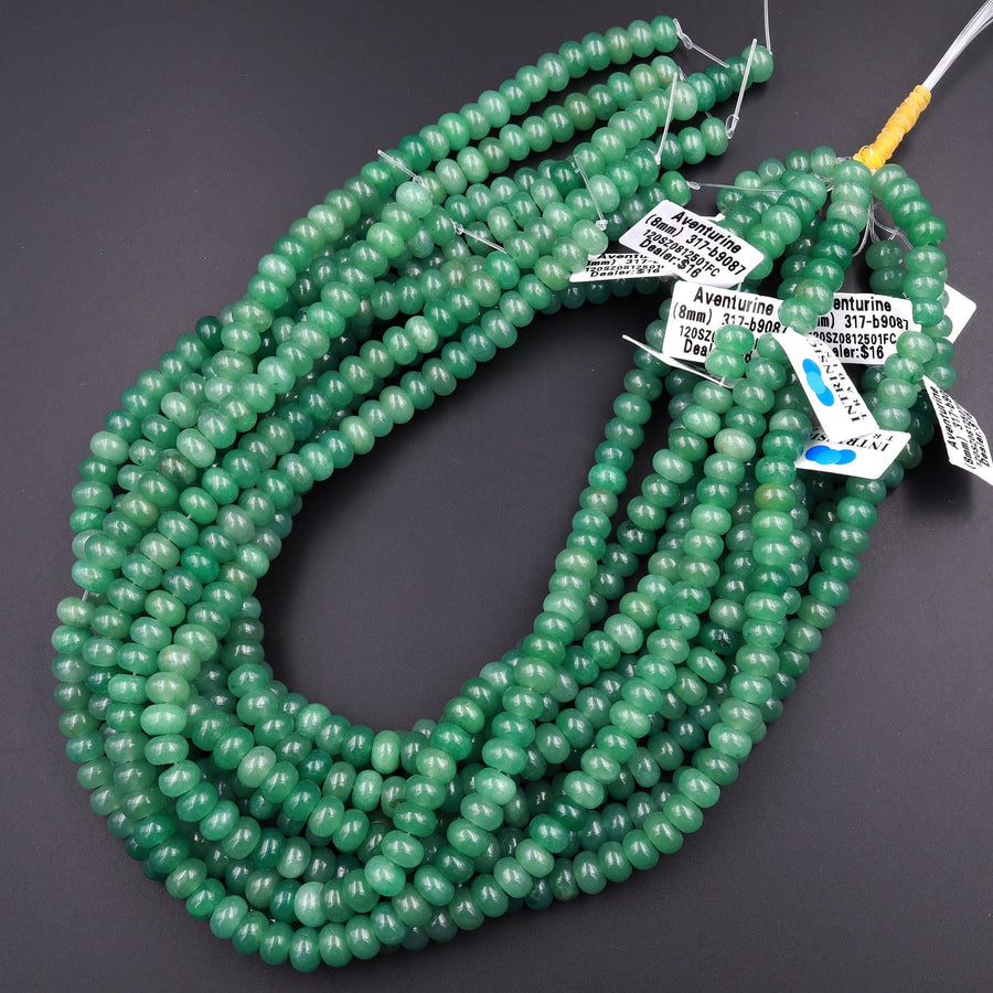 Natural Green Aventurine 6mm 8mm Rondelle Beads 15.5" Strand