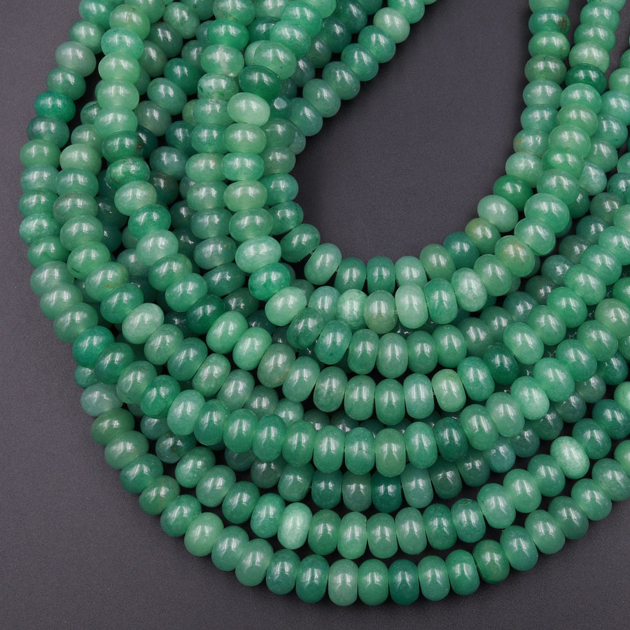 Natural Green Aventurine 6mm 8mm Rondelle Beads 15.5" Strand