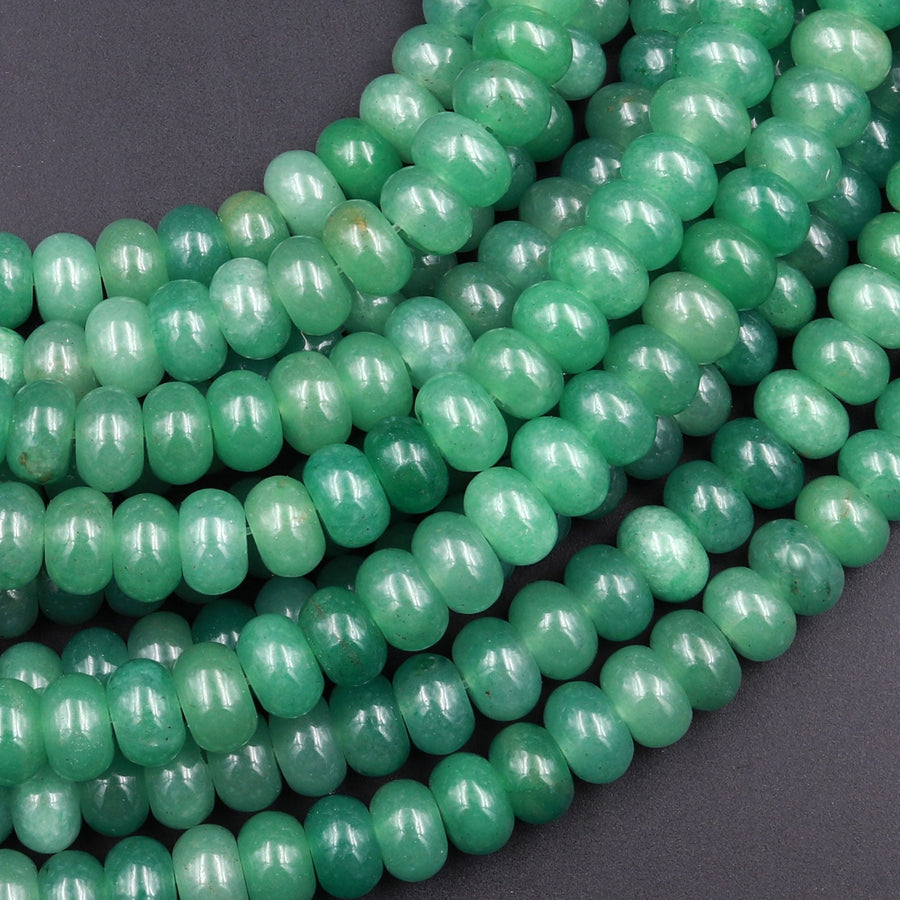 Natural Green Aventurine 6mm 8mm Rondelle Beads 15.5" Strand