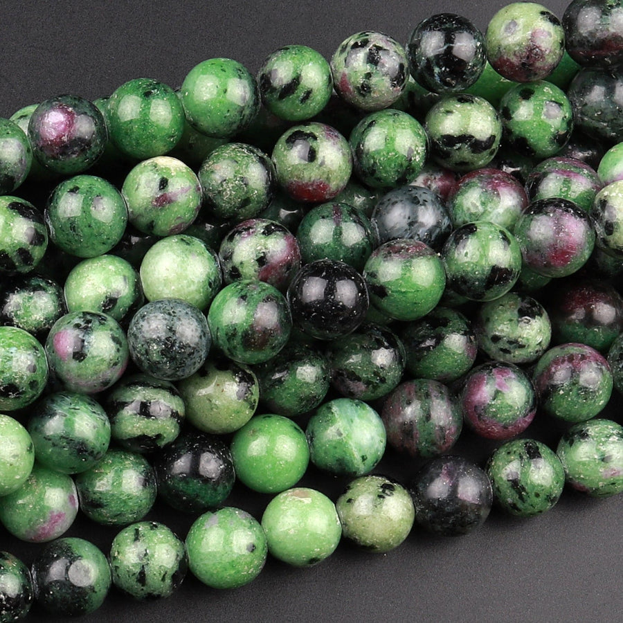 Natural Ruby Zoisite 4mm 6mm 8mm 10mm 12mm Round Beads 15.5" Strand