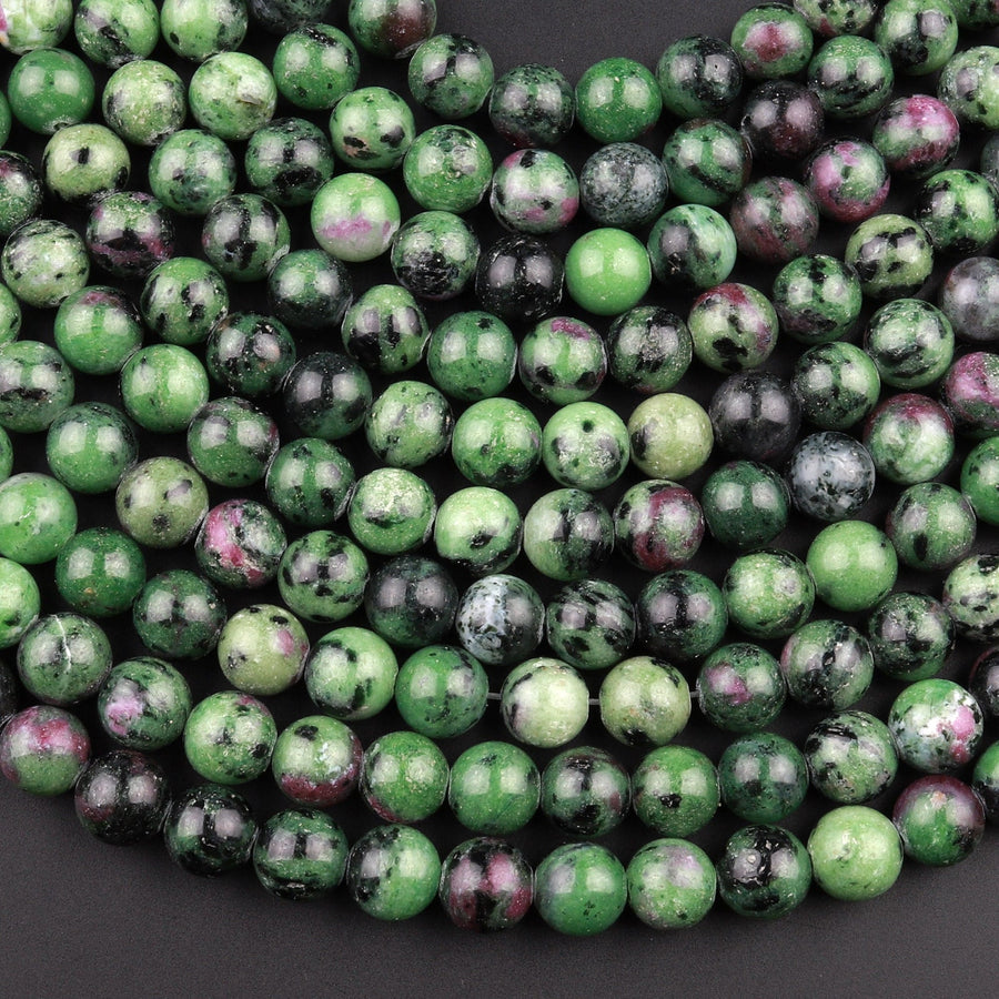 Natural Ruby Zoisite 4mm 6mm 8mm 10mm 12mm Round Beads 15.5" Strand
