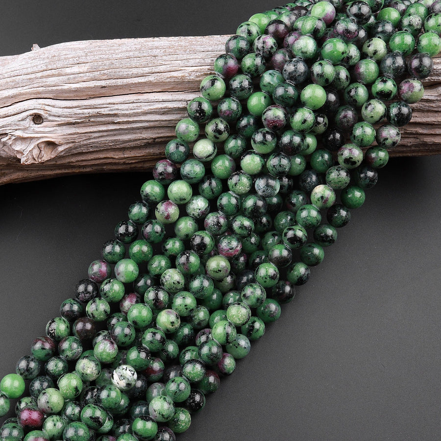 Natural Ruby Zoisite 4mm 6mm 8mm 10mm 12mm Round Beads 15.5" Strand