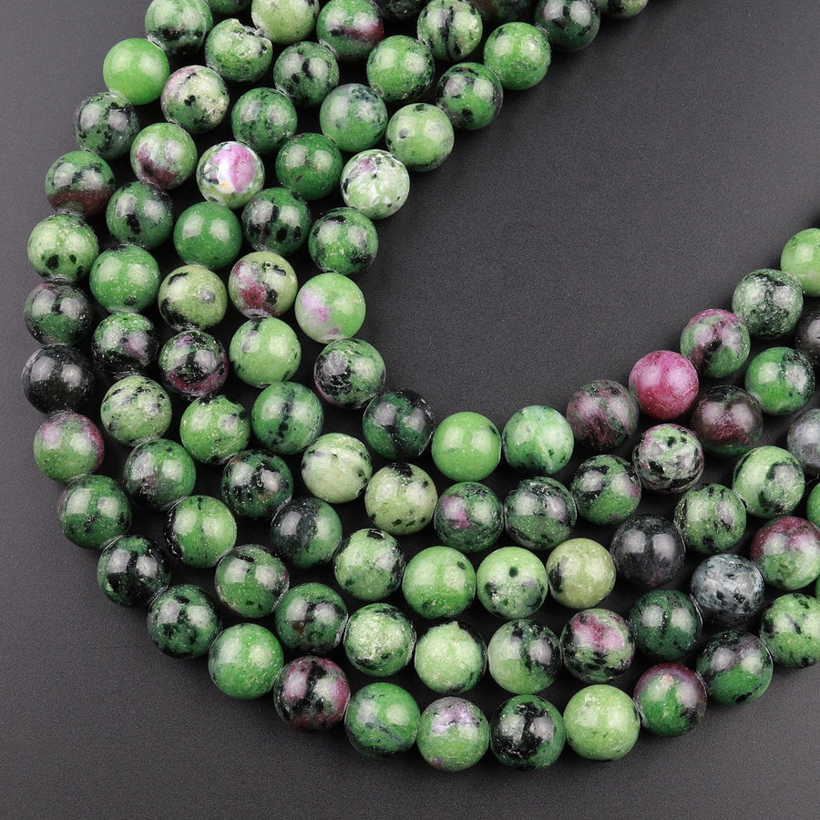Natural Ruby Zoisite 4mm 6mm 8mm 10mm 12mm Round Beads 15.5" Strand