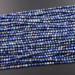 Faceted Natural Denim Blue Lapis Lazuli 4mm Round Beads Diamond Cut Gemstone 15.5" Strand