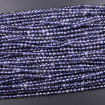 AAA Natural Blue Iolite Faceted 2mm 3mm 4mm Round Beads Genuine Real Multicolor Iolite Gemstone Beads 15.5" Strand
