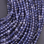 AAA Natural Blue Iolite Faceted 2mm 3mm 4mm Round Beads Genuine Real Multicolor Iolite Gemstone Beads 15.5" Strand