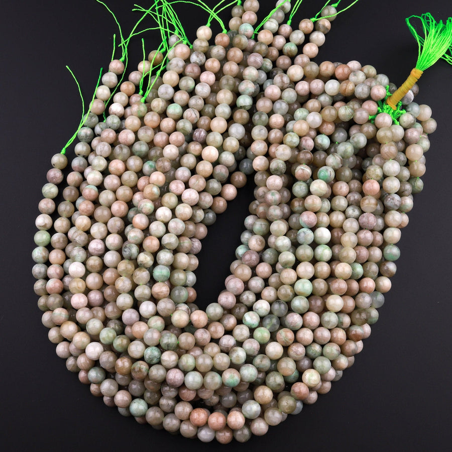 Rare! Natural Green Madagascar Moonstone Garnierite 4mm 6mm 8mm 10mm 12mm Round Beads 15.5" Strand