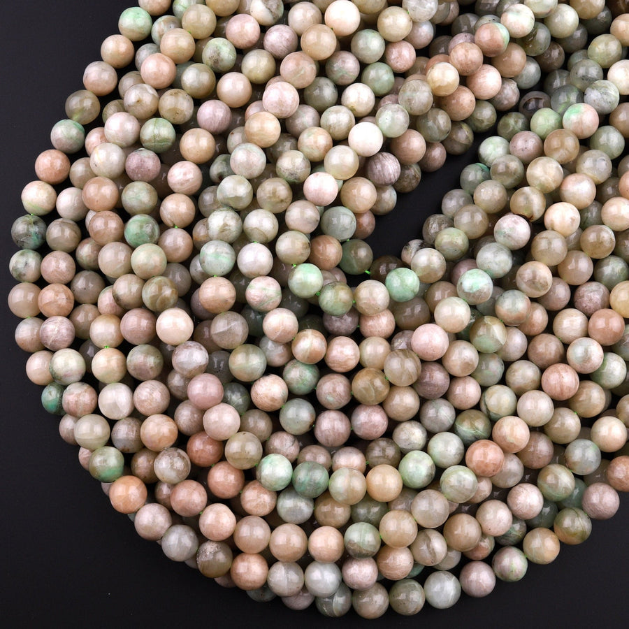 Rare! Natural Green Madagascar Moonstone Garnierite 4mm 6mm 8mm 10mm 12mm Round Beads 15.5" Strand