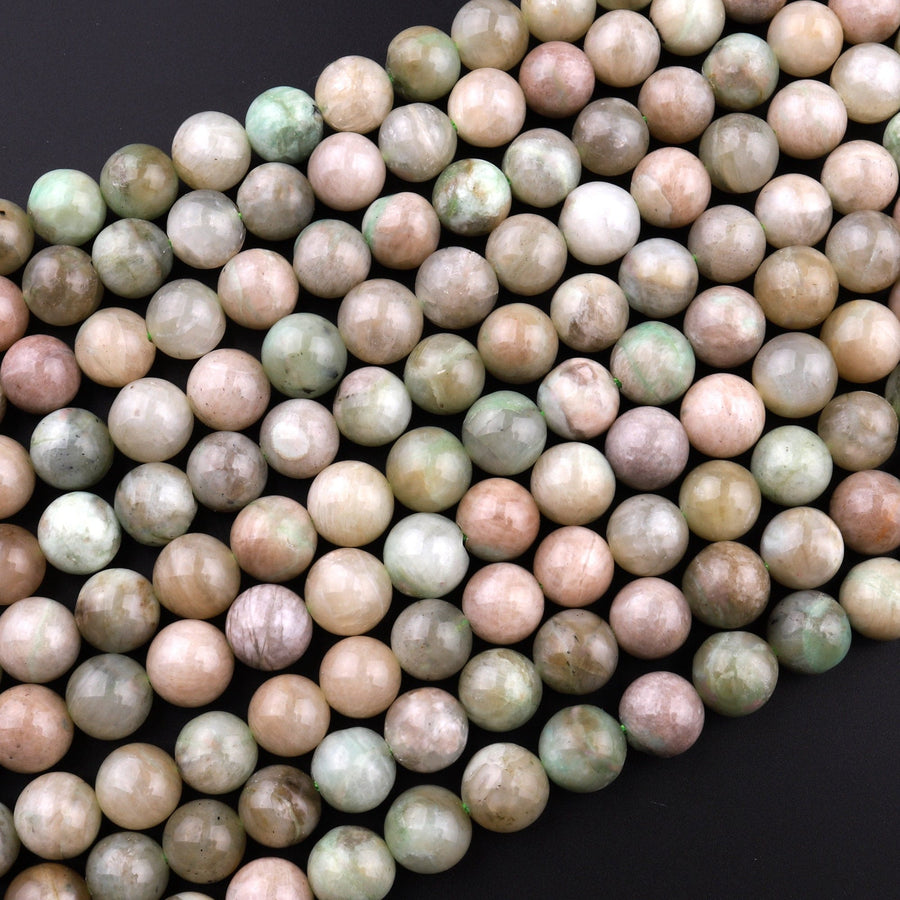 Rare! Natural Green Madagascar Moonstone Garnierite 4mm 6mm 8mm 10mm 12mm Round Beads 15.5" Strand