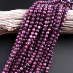 AAA Real Genuine Natural Purple Red Ruby Gemstone Faceted 3mm 4mm 5mm 6mm 7mm 8mm 9mm Round Beads 15.5" Strand