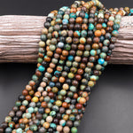Real Genuine Natural Blue Green Brown Turquoise 4mm 5mm 6mm Smooth Round Beads 15.5" Strand