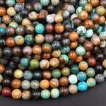 Real Genuine Natural Blue Green Brown Turquoise 4mm 5mm 6mm Smooth Round Beads 15.5" Strand
