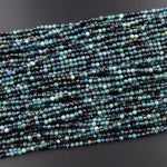 Natural Paraiba Blue Tourmaline Faceted 2mm 3mm 4mm Round Beads Indicolite Gemstone 15.5" Strand