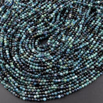 Natural Paraiba Blue Tourmaline Faceted 2mm 3mm 4mm Round Beads Indicolite Gemstone 15.5" Strand