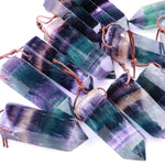 Natural Rainbow Fluorite Point Pendant Gemstone Tower Pendulum
