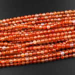 Faceted Natural Red Orange Carnelian 4mm 6mm 8mm 10mm Round Beads Fiery Orange Gemstone 15.5" Strand