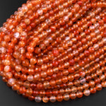 Faceted Natural Red Orange Carnelian 4mm 6mm 8mm 10mm Round Beads Fiery Orange Gemstone 15.5" Strand
