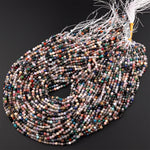 Micro Faceted Multicolor Mixed Gemstone Round Beads 3mm 4mm 5mm Garnet Amazonite Lapis Black Spinel Apatite Labradorite Topaz 15.5" Strand