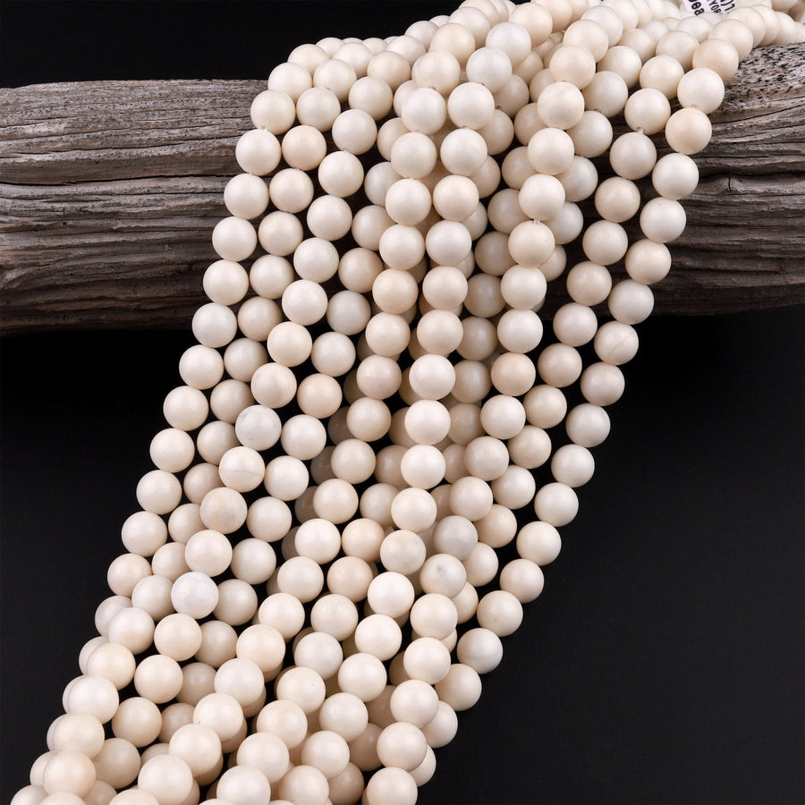 Natural Ivory Jade Round Beads 6mm 8mm 10mm Creamy Ivory White Natural Jade Beads 15.5" Strand