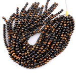 AAA Natural Golden Brown Blue Tiger's Eye 4mm 6mm 8mm 10mm 12mm Round Beads 15.5" Strand