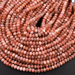 Faceted Natural Sunstone Rondelle Beads 4mm 6mm 15.5" Strand