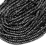 Natural Black Spinel Faceted 3mm 4mm 6mm Rondelle Beads Micro Faceted Laser Diamond Cut 15.5" Strand