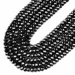 Natural Black Spinel Faceted 3mm 4mm 6mm Rondelle Beads Micro Faceted Laser Diamond Cut 15.5" Strand
