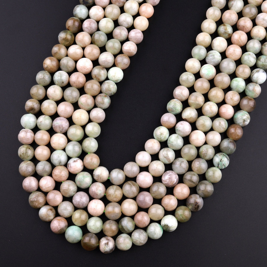 Rare! Natural Green Madagascar Moonstone Garnierite 4mm 6mm 8mm 10mm 12mm Round Beads 15.5" Strand