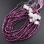 AAA Real Genuine Natural Purple Red Ruby Gemstone Faceted 3mm 4mm 5mm 6mm 7mm 8mm 9mm Round Beads 15.5" Strand
