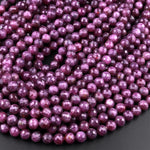 AAA Real Genuine Natural Purple Red Ruby Gemstone Faceted 3mm 4mm 5mm 6mm 7mm 8mm 9mm Round Beads 15.5" Strand