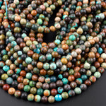 Real Genuine Natural Blue Green Brown Turquoise 4mm 5mm 6mm Smooth Round Beads 15.5" Strand