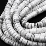 Natural Howlite Heishi Beads 4mm 6mm 8mm Smooth Plain Rondelle Disc 15.5" Strand