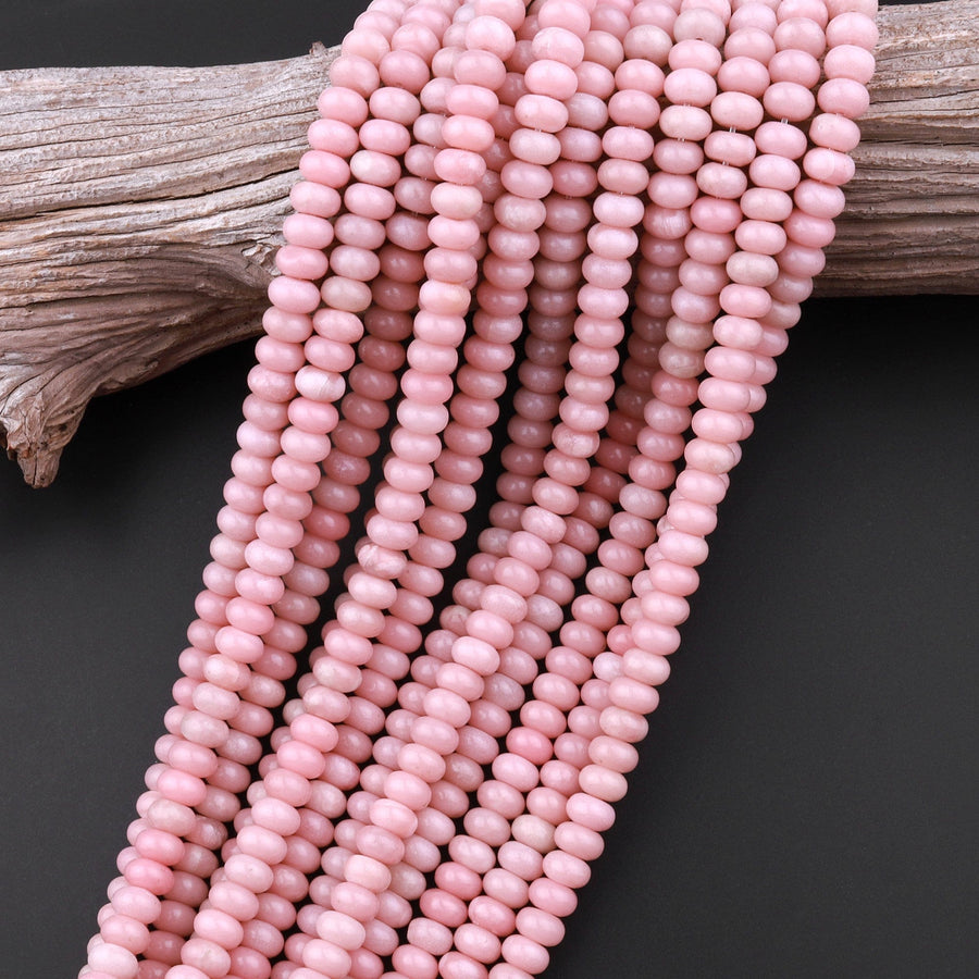 Natural Pink Opal 4mm 6mm 8mm Smooth Rondelle Beads 15.5" Strand