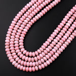 Natural Pink Opal 4mm 6mm 8mm Smooth Rondelle Beads 15.5" Strand