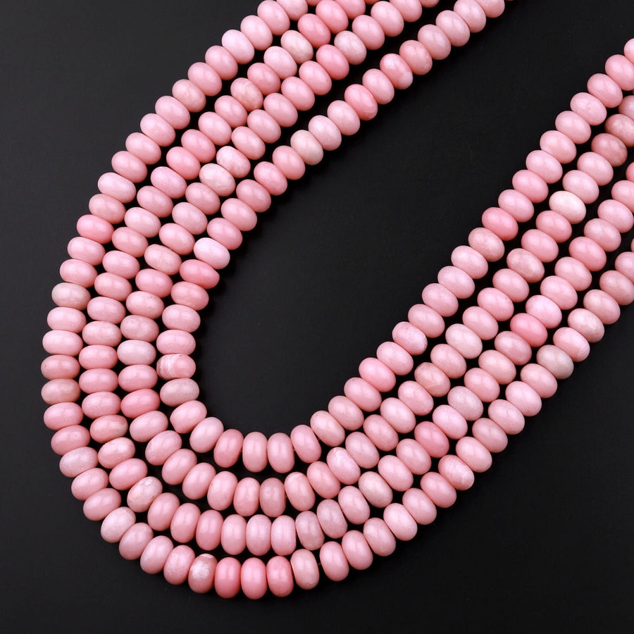 Natural Pink Opal 4mm 6mm 8mm Smooth Rondelle Beads 15.5" Strand