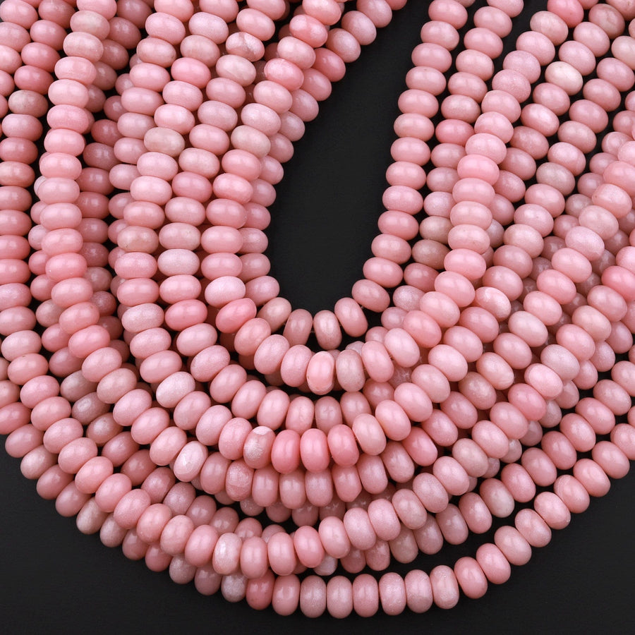 Natural Pink Opal 4mm 6mm 8mm Smooth Rondelle Beads 15.5" Strand