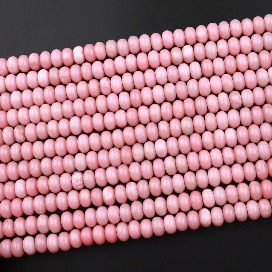 Natural Pink Opal 4mm 6mm 8mm Smooth Rondelle Beads 15.5" Strand