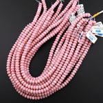 Natural Pink Opal 4mm 6mm 8mm Smooth Rondelle Beads 15.5" Strand