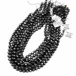 Natural Black Spinel Faceted 5mm 7mm 8mm Round Beads New Double Hearted Star Cut Gemstone 15.5" Strand