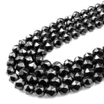 Natural Black Spinel Faceted 5mm 7mm 8mm Round Beads New Double Hearted Star Cut Gemstone 15.5" Strand