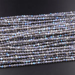 AAA Micro Faceted Labradorite 3mm 4mm 6mm Round Beads Brilliant Flashes 15.5" Strand