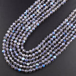 AAA Micro Faceted Labradorite 3mm 4mm 6mm Round Beads Brilliant Flashes 15.5" Strand