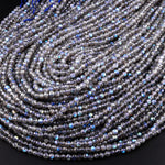 AAA Micro Faceted Labradorite 3mm 4mm 6mm Round Beads Brilliant Flashes 15.5" Strand