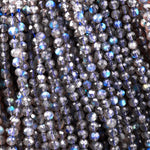 AAA Micro Faceted Labradorite 3mm 4mm 6mm Round Beads Brilliant Flashes 15.5" Strand